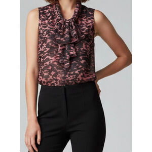 Cabi 9 to 5 Animal Print Sleeveless Blouse L Pink Black